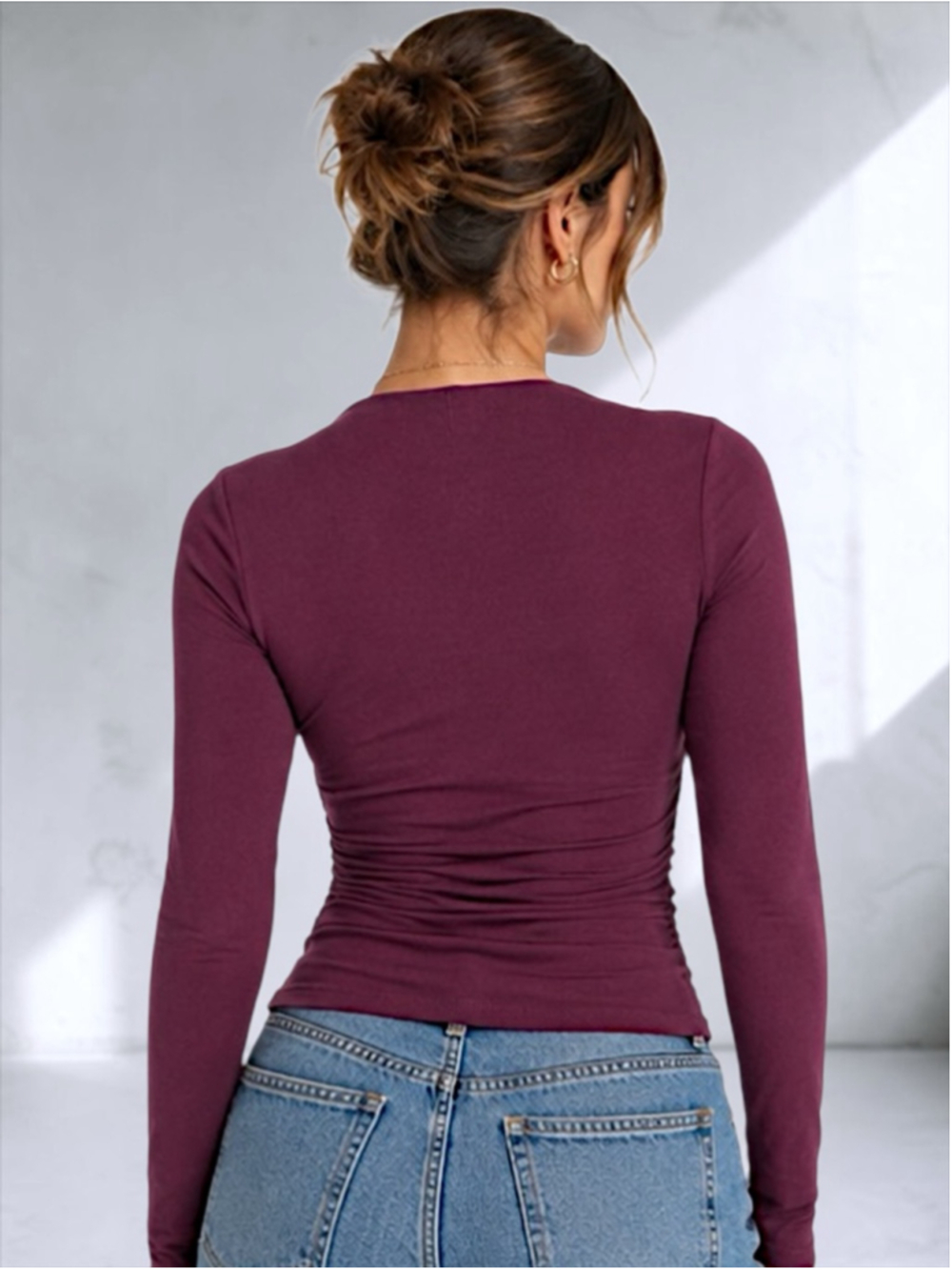 Abercrombie & Fitch SoftAF “Ava” Long-Sleeve Ruched Top – Size Small - Picture 4 of 10